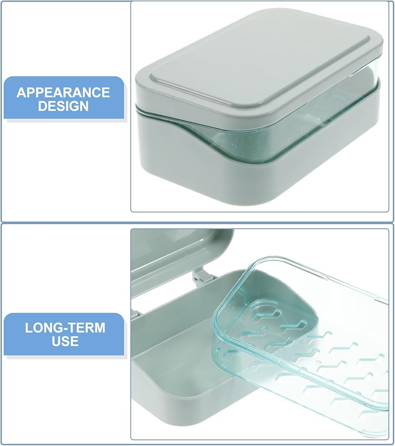Veemoon Flip Open Soap Holder Case with Drainage for Bathroom Kitchen Shower Storage Rack - Image 5